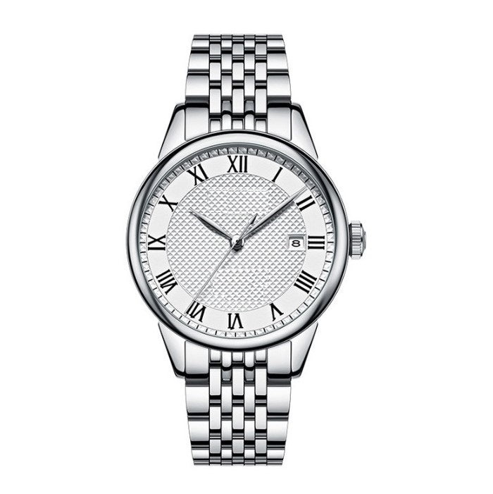 Custom White Dial Stainless Steel Watch