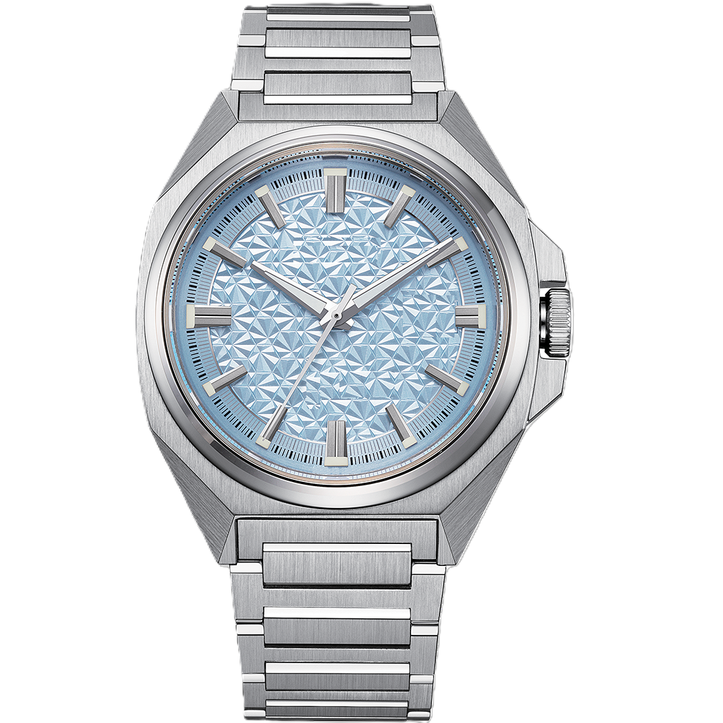 Custom Ice Blue Dial Stainless Steel Watch