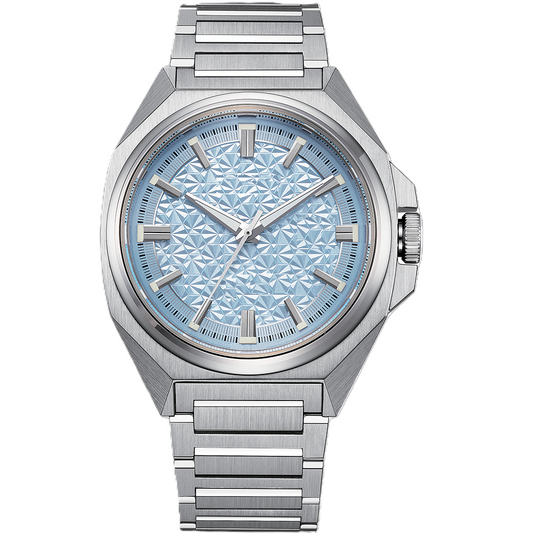 Custom Ice Blue Dial Stainless Steel Watch