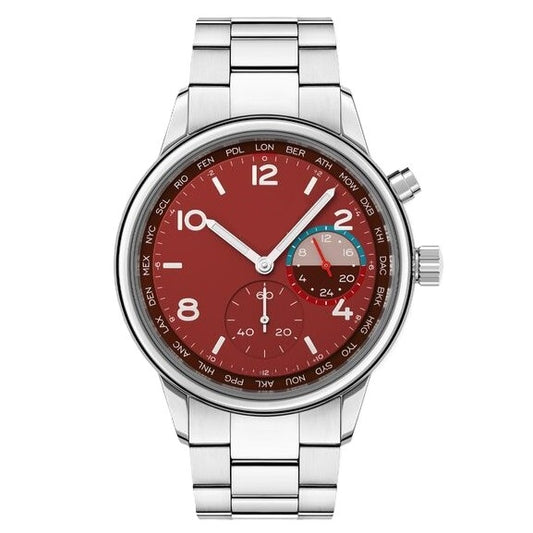 Custom Red Dial Stainless Steel Watch
