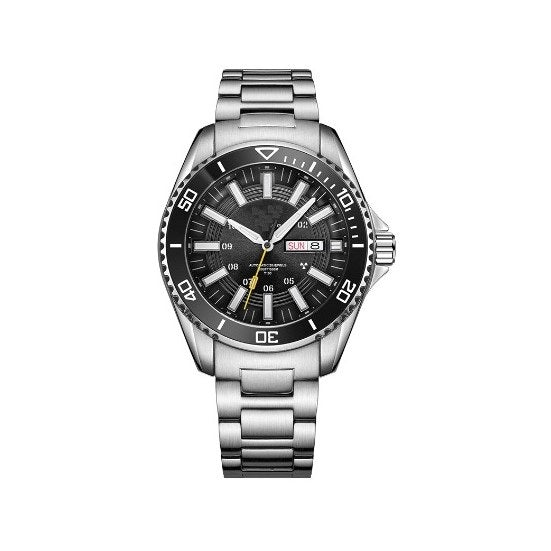 Custom Black Dial Stainless Steel Watch