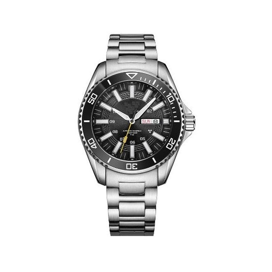 Custom Black Dial Stainless Steel Watch