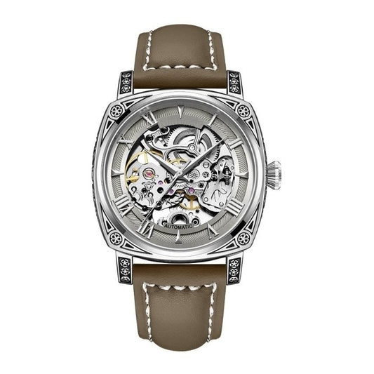 Custom Skeleton Dial Yellow Rubber Strap Watch